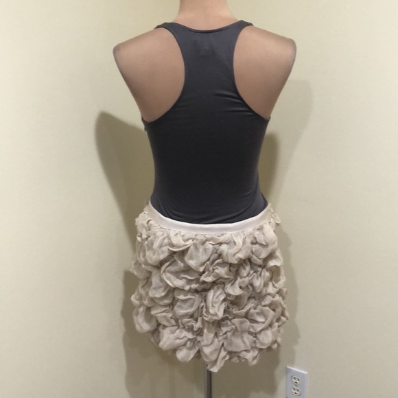 Haute Hippie Dress Size Small Gray Modal Tan Linen Bubble Hem Mini - Picture 5 of 10